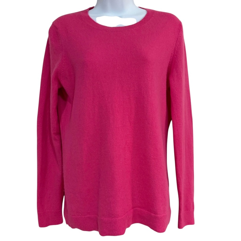 Talbots Petite Pink Cashmere Sweater Size Lp Crewneck 100% cashmere Ribbed neck